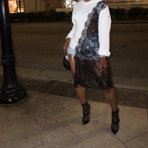 White/Black Lace OS Sweater